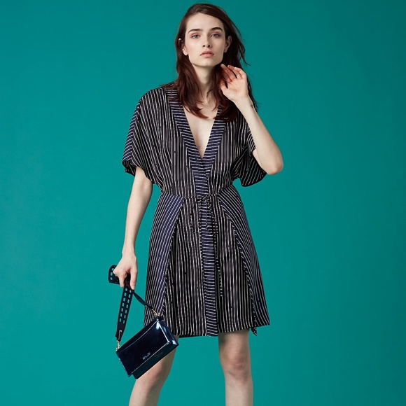 dvf tie front mini dress